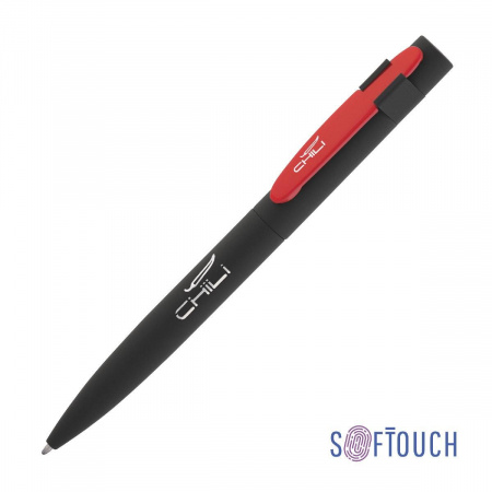Ручка шариковая "Lip", покрытие soft touch, цвет черный с красным