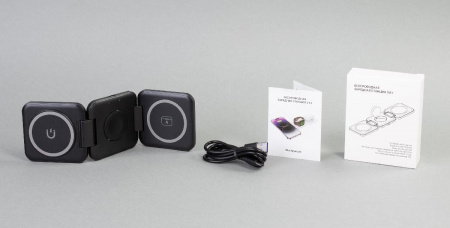 Складная беспроводная (15W) зарядная станция "Flip" с MagSafe, цвет черный