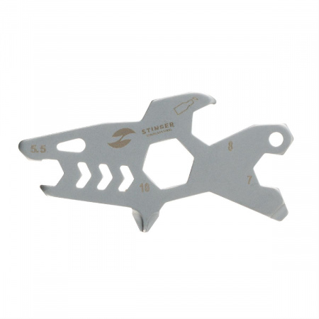 Мини-мультитул карманный Stinger, 60 x 31 мм, 5 функций, акула, нержавеющая сталь, серебристый, в блистере