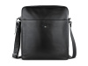 Сумка наплечная мужская BUGATTI РОМЕО | ROMEO, черная, воловья кожа/полиэстер, 23х5х26 см, 2,5 л