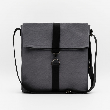 Шоппер Superbag Companion, с тремя отделениями, боковым креплением (карабин) и карманом (серый с черным)