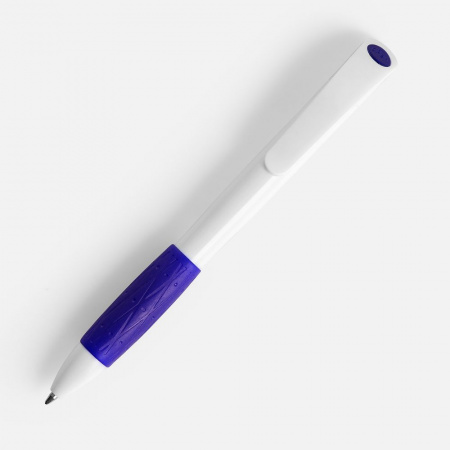 Ручка шариковая Grip, белая (молочная) с синим