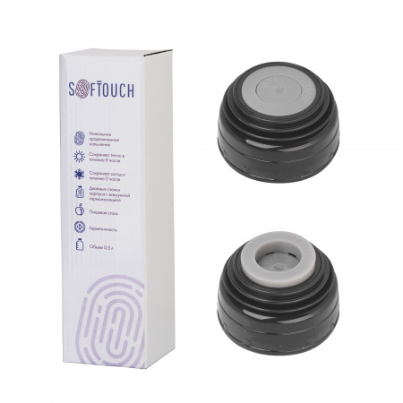Термос "Крит" 500 мл, покрытие soft touch, цвет серый