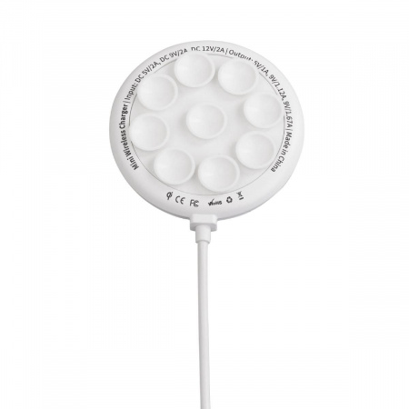 Беспроводное (15W) зарядное устройство "Sticker" с присосками, цвет белый