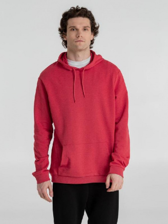 Толстовка с капюшоном унисекс Hoodie, красный меланж, размер L