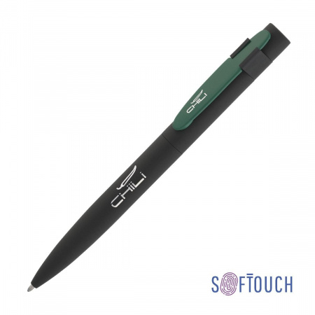 Ручка шариковая "Lip", покрытие soft touch, цвет черный с зеленым